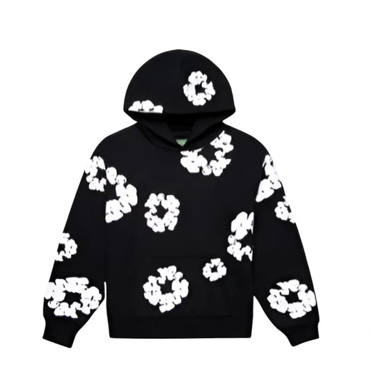 Pull à fleurs - noir